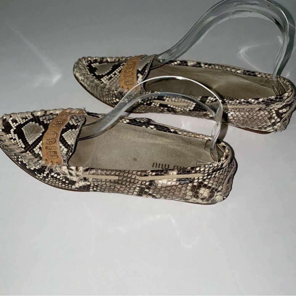 Miu Miu Prada Size 5 Python Flats Snakeskin Slip … - image 5